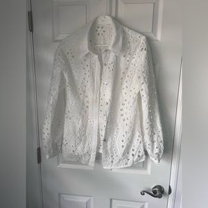 Beautiful White Eyelet Womens button down
